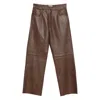Haikure Five-pocket Leather Pants In Brown