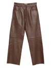 Haikure Five-pocket Leather Pants In Brown