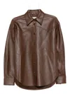 Haikure Leather Shirt Jacket In Brown