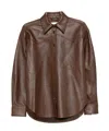 Haikure Leather Shirt Jacket In Brown
