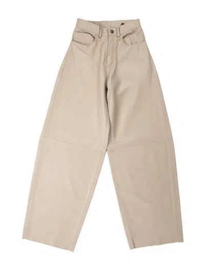 Pre-owned Haikure Leather Wide Leg Pants In Neutral