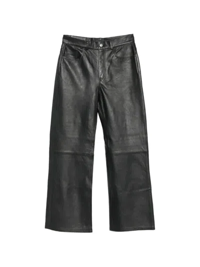 Haikure Leather Wide-leg Trousers In Black