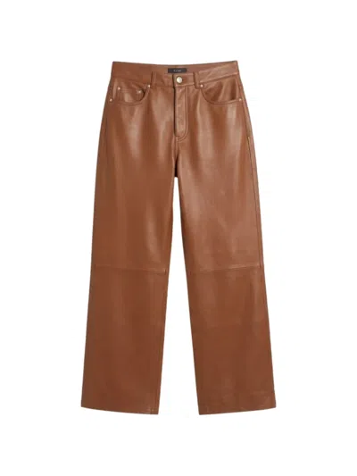 Haikure Leather Wide-leg Trousers In Brown