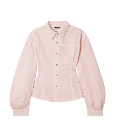 Haikure Lee Dive Paneled Denim Shirt In Pink