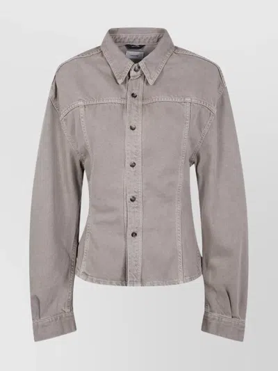 HAIKURE "LEE" SOFT ECRU COLLARED JACKET WITH FRONT AND BACK YOKE DETAIL