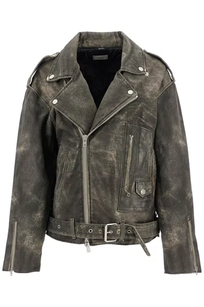 HAIKURE LEES FAUX LEATHER BIKER JACKET WITH