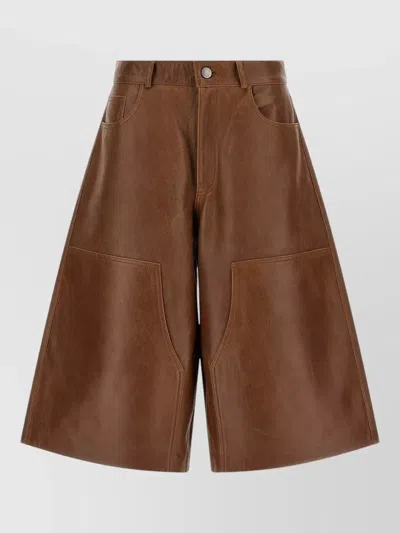 Haikure Legacy Bermuda Shorts Wide Leg Belt Loops In Brown