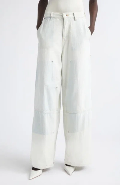 Haikure Legacy Rivet Embellished Wide Leg Jeans In White