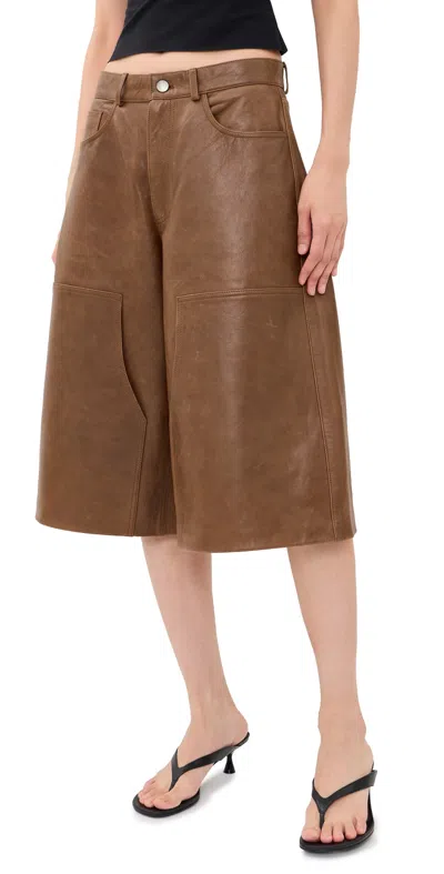 Haikure Legacy Silky Leather Shorts Tan