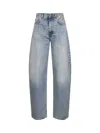 Haikure Light Blue Cotton Denim Bibi Jeans In Blue