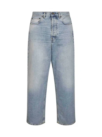 Haikure Light Blue Cotton Denim New Jo Velvet Fix Jeans In Brown