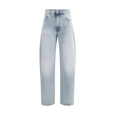 Haikure Light Blue Cotton Relaxed Fit Jeans