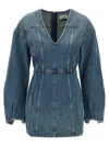 Haikure V-neckline Long Sleeves Panel Detailing Dress In Blue