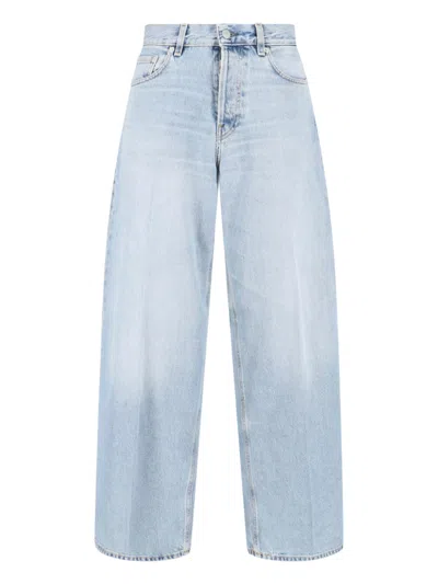 Haikure Light Blue Wide-leg Denim Jeans With Mid-rise Waist And Five-pocket Design