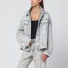 Haikure Janet Denim Jacket Long Sleeves Point Collar Chest Pockets In Gray