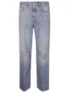 Haikure Light-wash Denim Jeans With Distressed Knee Details In Blue