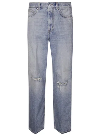 HAIKURE LIGHT-WASH DENIM JEANS WITH DISTRESSED KNEE DETAILS