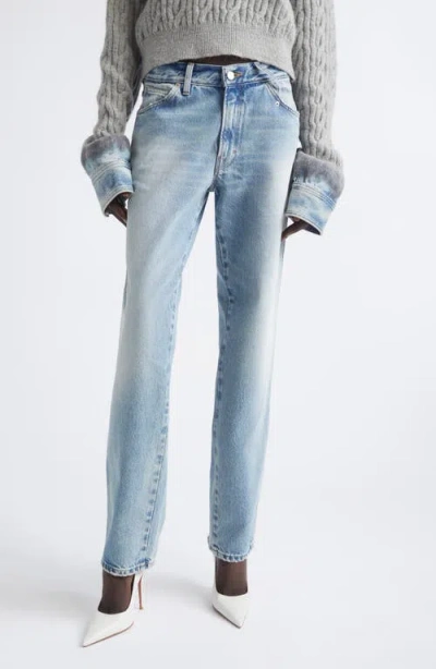 Haikure Lisa Distressed Slim Straight Leg Jeans In Blue