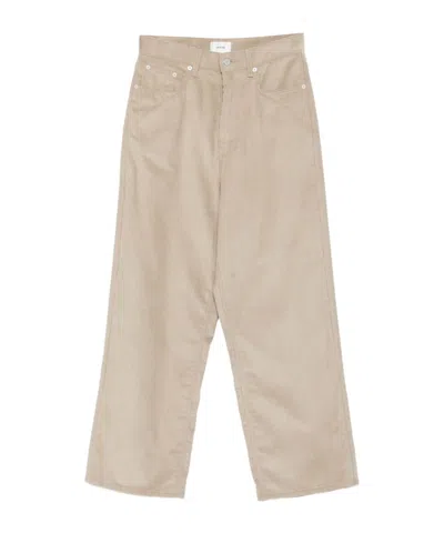 HAIKURE LOGO PATCH VELVET DENIM TROUSERS