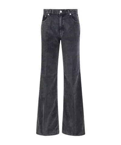 Haikure Logo Patch Wide-leg Corduroy Pants In Gray