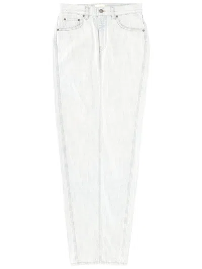 Haikure Logo Patch Denim Skirt In White