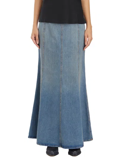 Haikure Long Skirt Shaquille Oil Blue