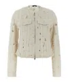 Haikure White Jacket With Rips In Nude