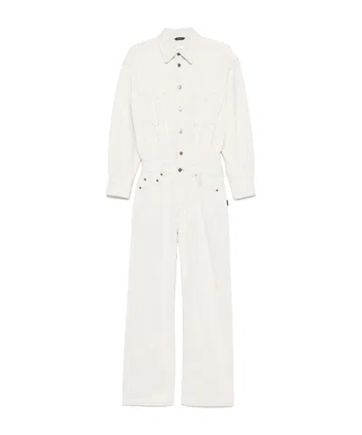 Haikure Long Sleeve Denim Jumpsuit In White