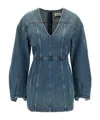 Haikure V-neckline Long Sleeves Panel Detailing Dress In Blue