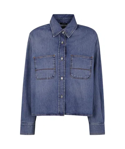 Haikure Long-sleeved Denim Coat In Blue