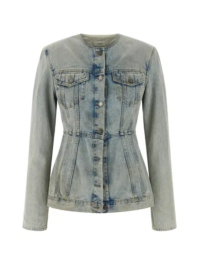 Haikure Temple Fitted Jacket Long Sleeves Pockets In Blue