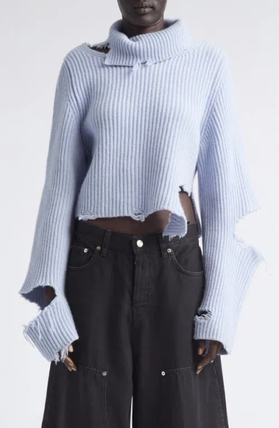 Haikure Lover Destroyed Rib Merino Wool Turtleneck Sweater In Multi