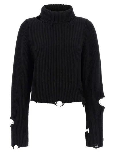 Haikure Lover Knit High Neck Distressed Sweater In Black