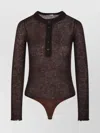 Haikure Button-front Long-sleeve Bodysuit In Brown