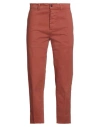 Haikure Man Pants Brick Size 34 Cotton, Elastane In Red