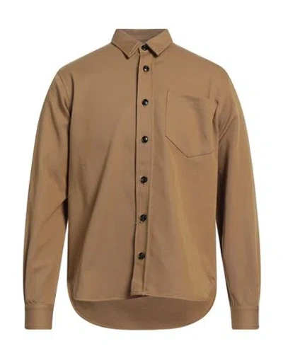 Haikure Man Shirt Camel Size M Organic Cotton In Beige