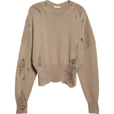 Haikure Marcy Ripped Wool & Cotton Sweater In Brown