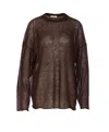 Haikure Crewneck Knitwear Sheer Fabric In Brown