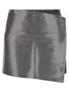 Haikure Asymmetric Metallic Skirt Contrast Patch In Gray