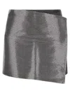 Haikure Asymmetric Metallic Skirt Contrast Patch In Gray