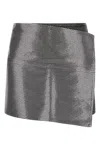 Haikure Asymmetric Metallic Skirt Contrast Patch In Gray