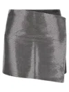 Haikure Asymmetric Metallic Skirt Contrast Patch In Gray