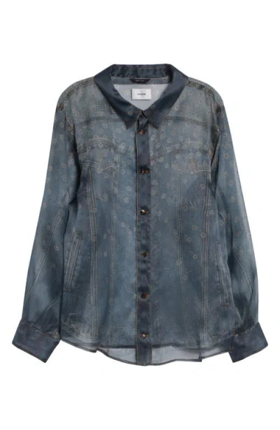 Haikure Maya Trompe L'oeil Silk Organza Button-up Shirt In Blue