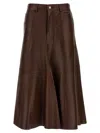 Haikure Serenity Leather Midi Skirt In Brown