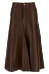 Haikure Serenity Leather Midi Skirt In Brown
