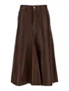 Haikure Serenity Leather Midi Skirt In Brown