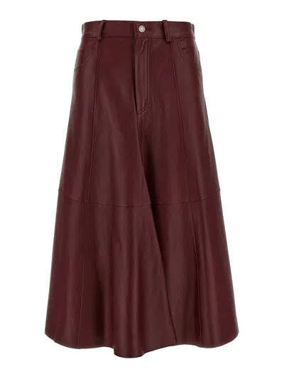 Haikure Mid Serenity Leather Skirt In Burgundy