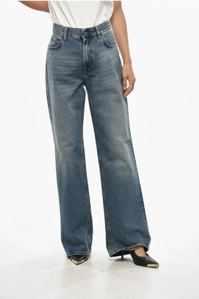 Haikure Mid Washed Korea Straight Fit Denims 24cm In Blue