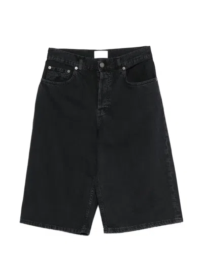 Haikure New Becky Twill Faded-effect Denim Shorts In Black