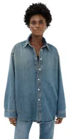 Haikure New Ofelia Blue Button Down Jacket New Ofelia Blue Tencel In New Ofelia Blue Tencel